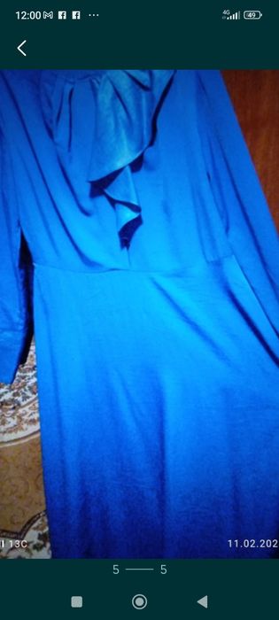 Rochie lunga saten albastru firma mar M-L