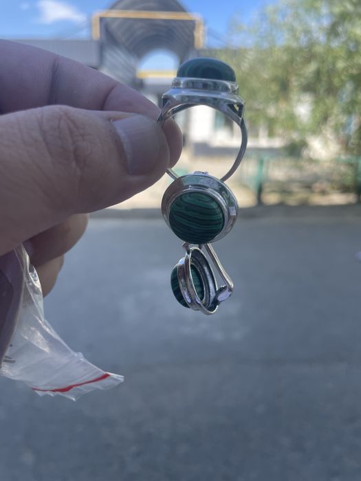 Серги и кольцо индиский серебро