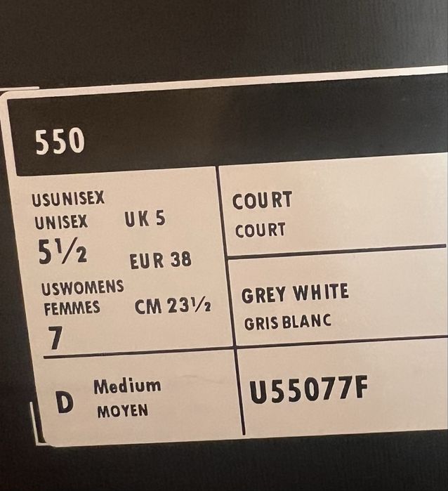 New balance 550 x FIGS W/US7 M/US11