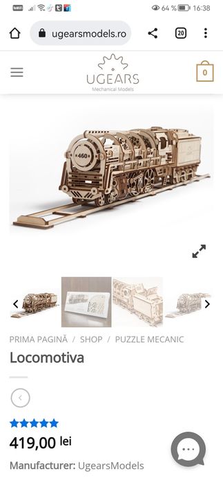 Macheta locomotivă peron sine din lemn