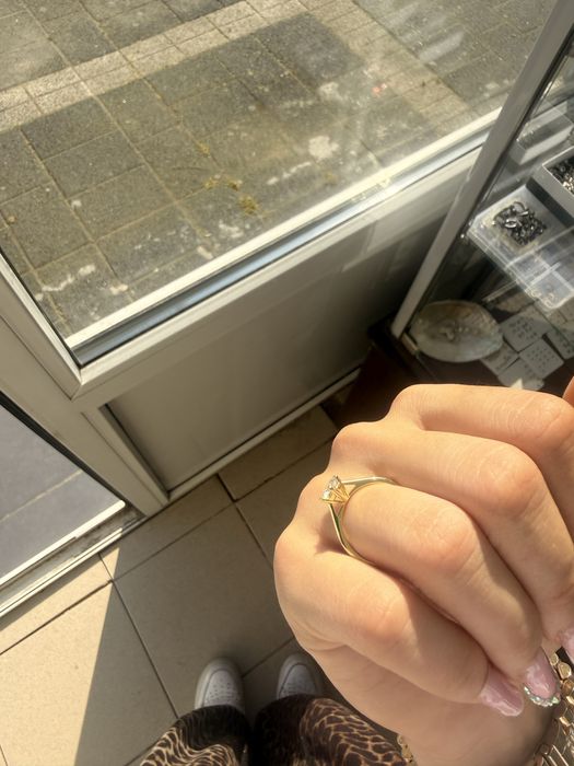 inel din argint placat cu aur , cu diamant real