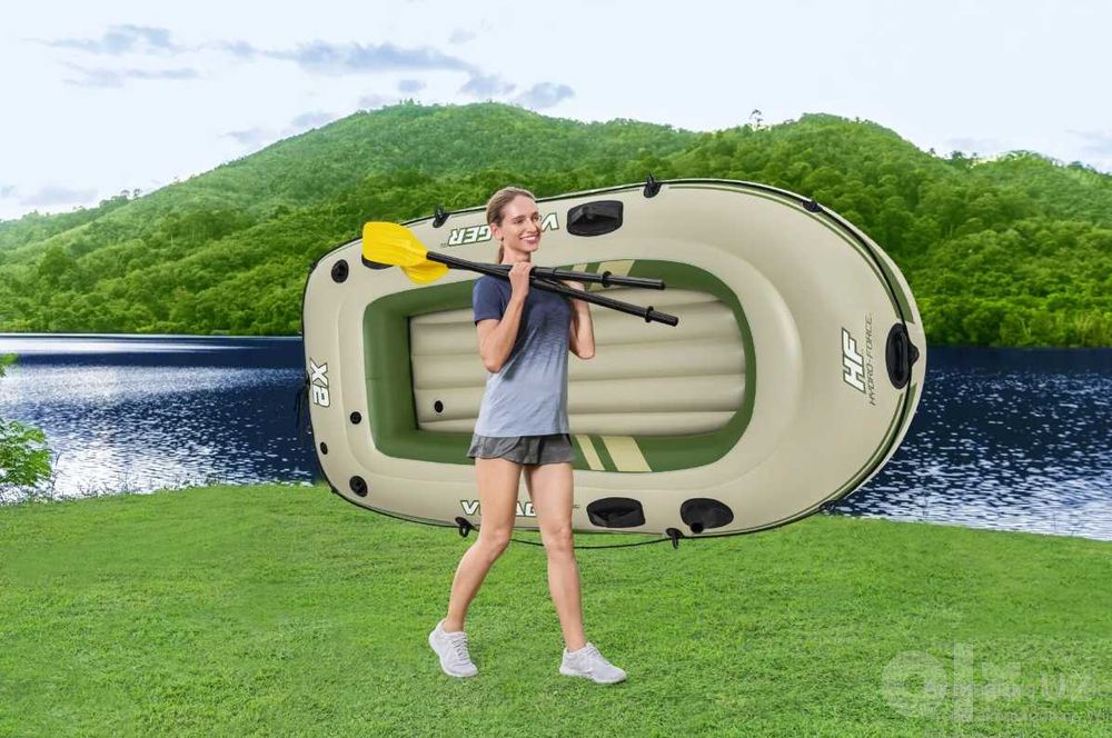 Лодка X-2 2-местная 232x118 см вёсла, насос, сумка Доставка бесплатно
