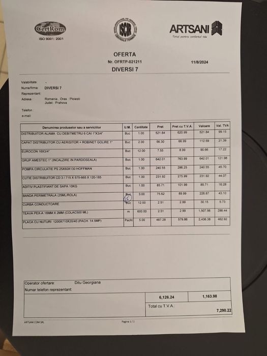 Sistem incalzire prin pardoseala