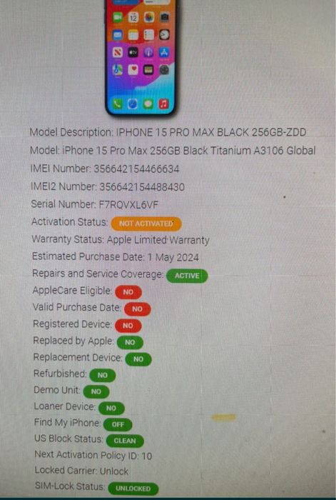 Iphone 15 pro max 256 gb
