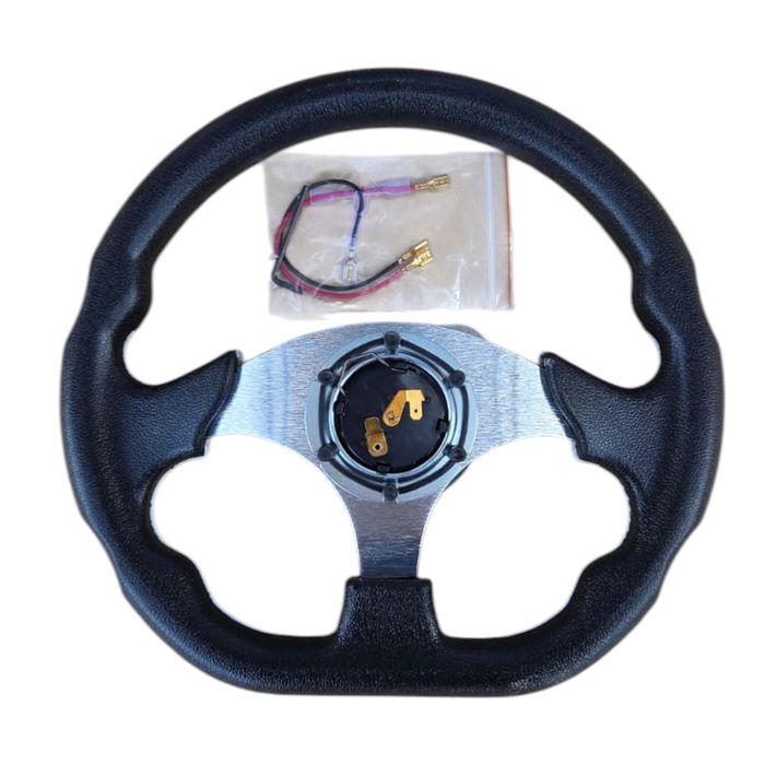 Volan sport alb universal cu buton de claxon