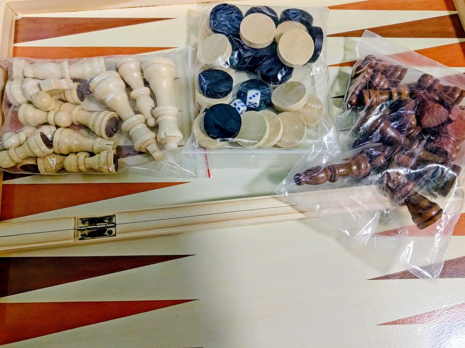 Дъска за шах и табла голяма 48х48см дървена шахматна Шахматю Игра