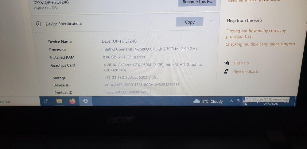 Laptop Acer Aspire E 15