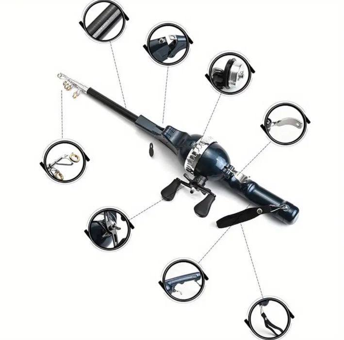 Комплект Мини Сгъваема Въдица с Двойна Дръжка