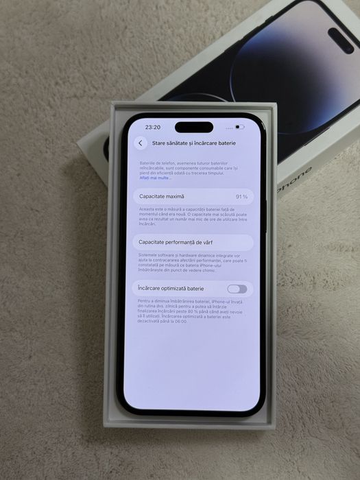 iPhone 14 Pro Max Excelent stare impecabila full box 91% 128 GB
