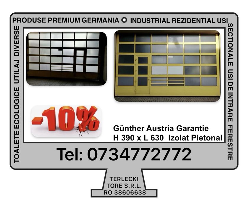 USA SECTIONALA INDUSTRIALA Gunther poarta hala garaj  H 390 x L 630