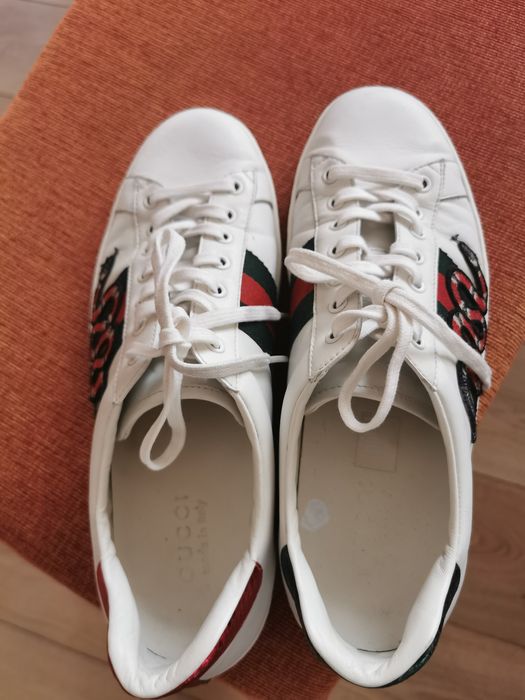 Sneaker adidași pantofi sport Gucci piele alb șarpe