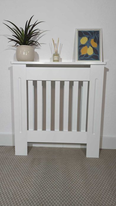 Panou decorativ- Masca calorifer, lemn MDF alb lucios S