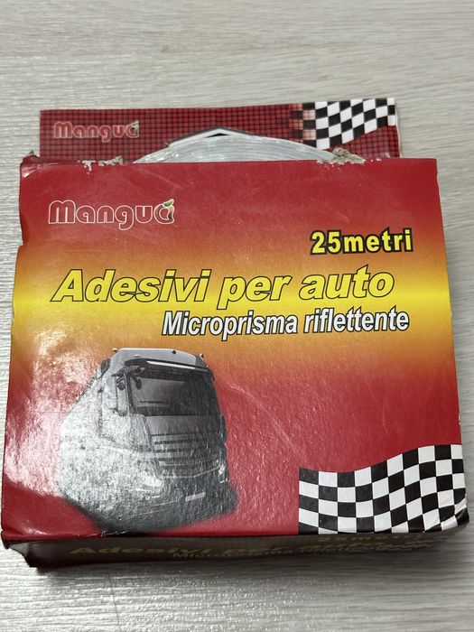 Banda Reflectorizanta Alba cu sageti Albastre 25 m Fagure Auto