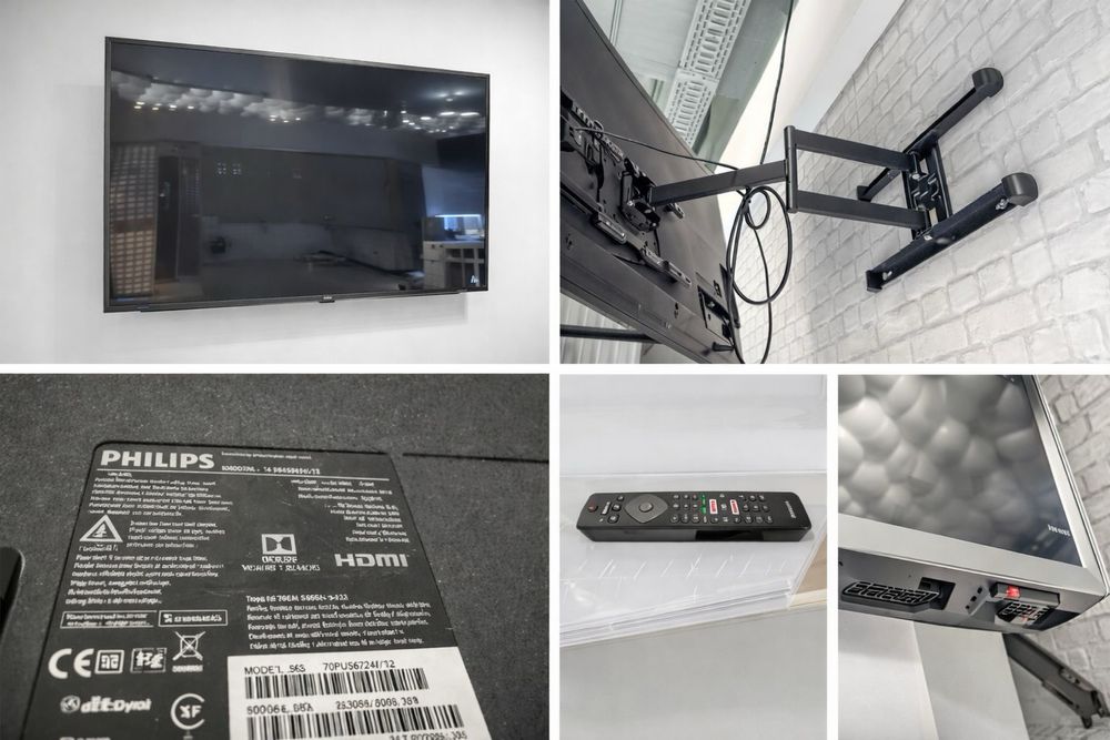 Телевизор Philips 70PUS6724/12, 70″ 4K Smart + стенна стойка