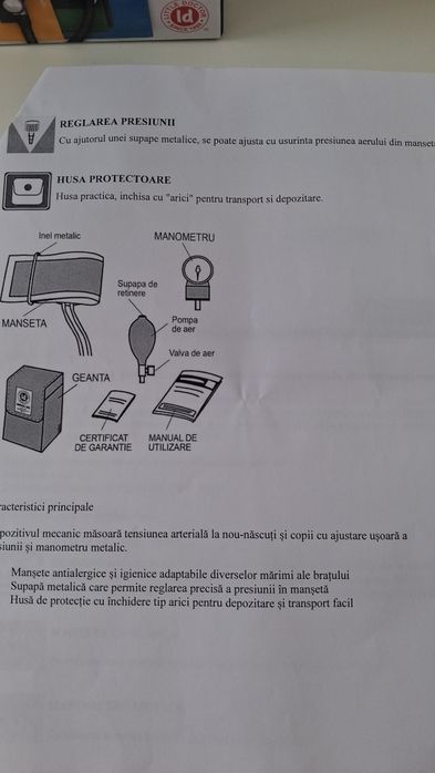 Tensiometru pediatric, nou.Contine 3 mansete pt nou născut,sugar si  copil.Nou nefolosit.