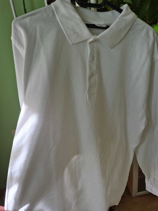 Бяла памучна блуза с дълъг ръкав