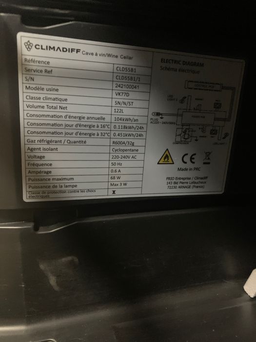 Винный шкаф Climadiff CLD55B1 — НОВЫЙ