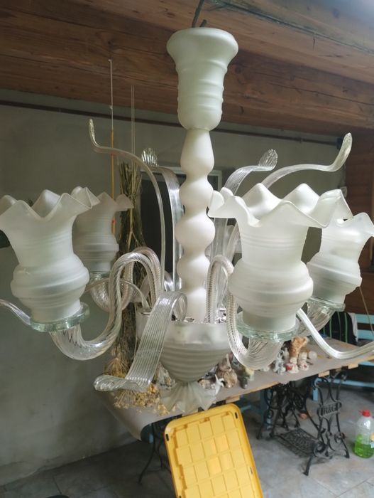 Vand candelabru din sticla cu toate piesele