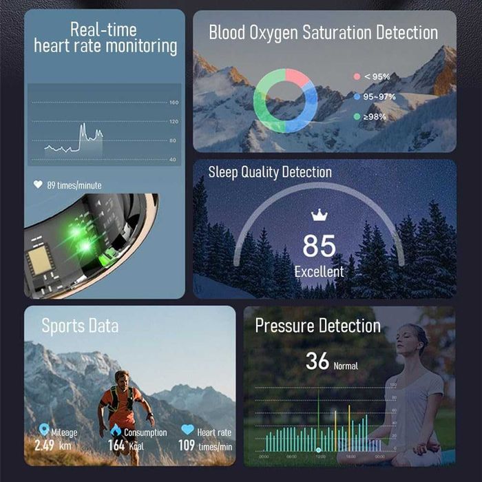 Умен пръстен за фитнес тракер, размер 8, цвят - розово злато