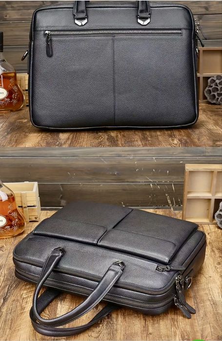 Мъжка кожена бизнес чанта /Премиум куфарче за лаптоп 15” -10% Промоция