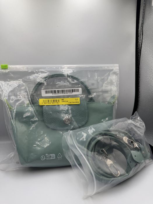 Longchamp Le Pliage Green Pouch with Handle Lagoon.