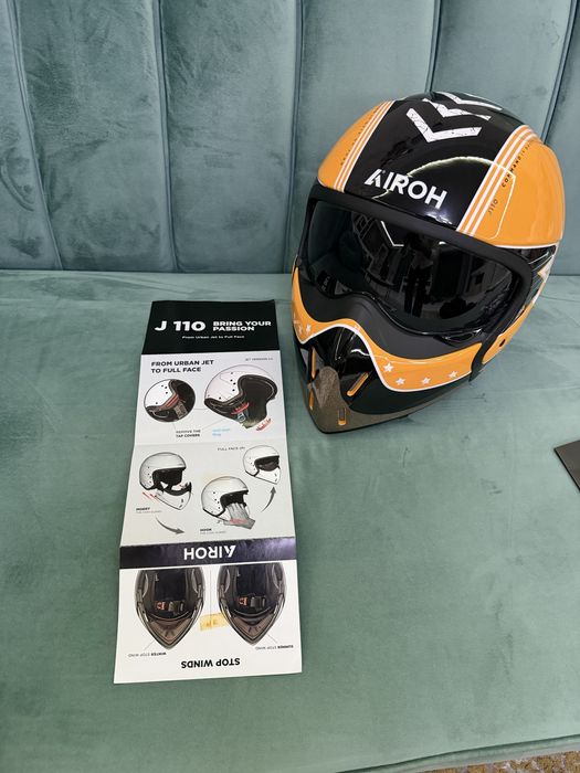 Cască  Moto sau Atv Airoh J 110 Command, Galben Lucios