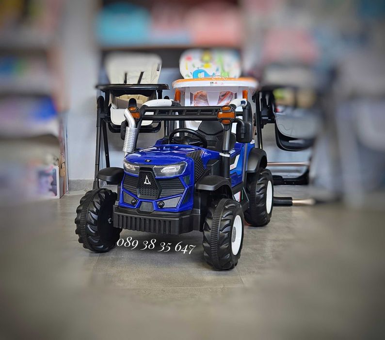 ТОП ЦЕНА!НОВО!Акумулаторен трактор HARVEST BLUE с 12V Батерия,дистанционно,USB