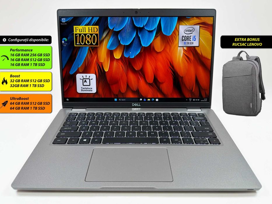 Laptop Dell Latitude Intel i5 1145G7 16 gb ram 128 gb ssd Ecran 14 inch Full HD Gama business ultrabook Windows 11 Factura si Garantie 3 ani