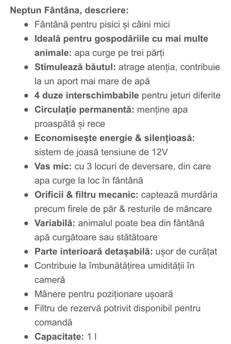 Fantana adapatoare pisici caini