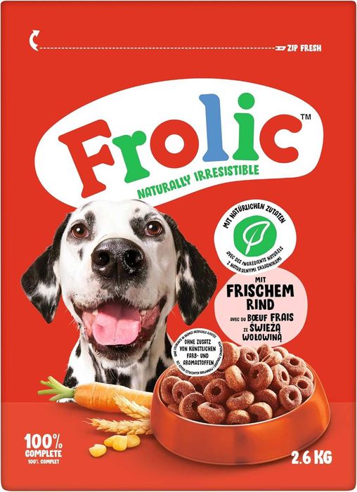 Качествена Деликатесна Храна за кучета FROLIC с Говеждо 2.6кг / 11 евро