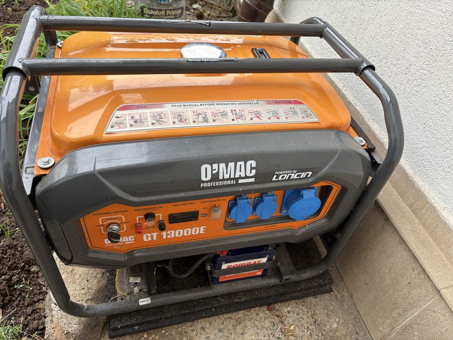 Generator O’Mac GT 13000E, 5,0 kw, nou, pornire electrica.