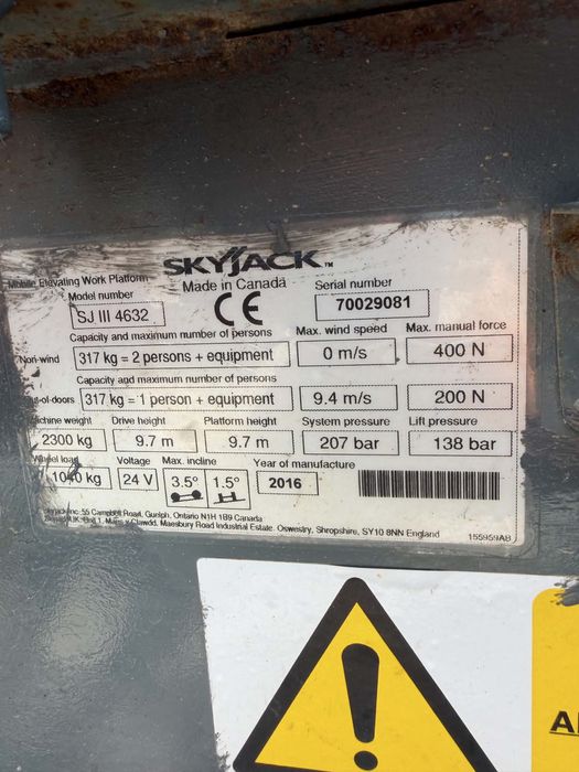 Nacela electrica Skyjack SJ4632 an 2016 cu baterii noi (Genie, Skyjack, JLG, Haulotte)