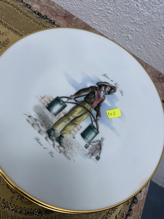 Немски чинии пана за стена златен лант зелен печат