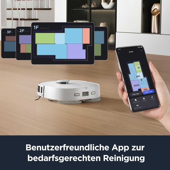 Робот прахосмукачка Eureka J12 Ultra (Бяла) LDS LiDAR навигация 5000Pa