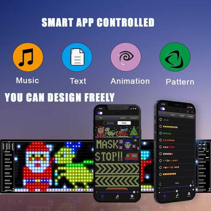 LED матричен панел Bluetooth APP Control USB 5V гъвкав LED екран превъртащ се текстов шаблон