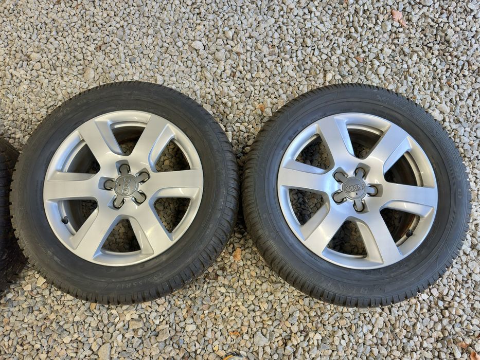 Оригинални 17 джанти от Audi 5x112 Et25, 7J със зимни гуми 235/55 Dunlop