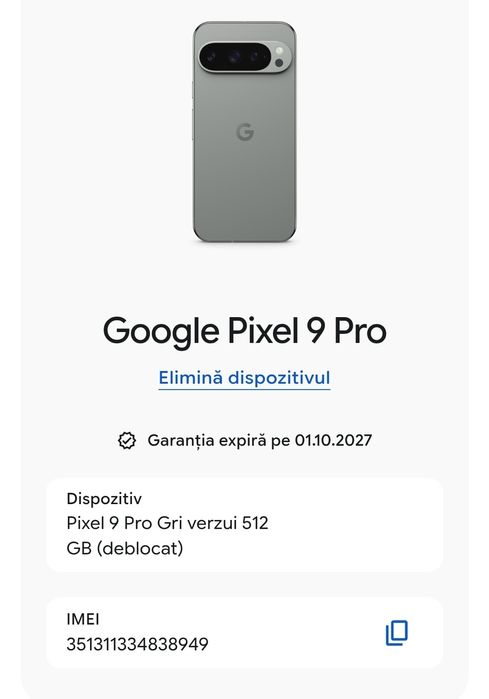 Google Pixel 9 Pro 512gb - garanție