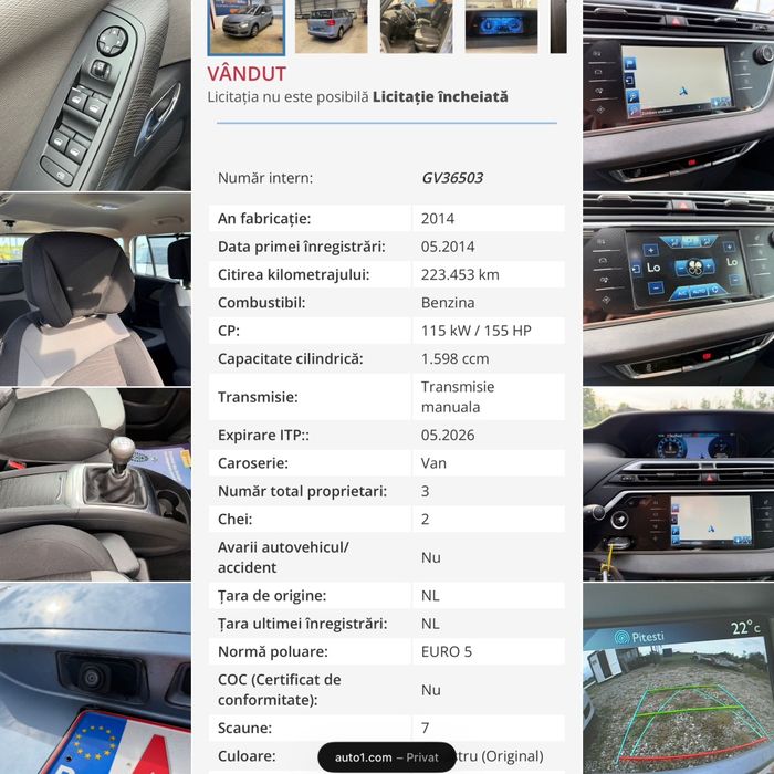 Citroen C4 Grand Picasso 1.6 THP Intensive Full Extra /Stare Ireprosabila/Recent adus/Garantie/Posibilitate Rate/Buy-Back