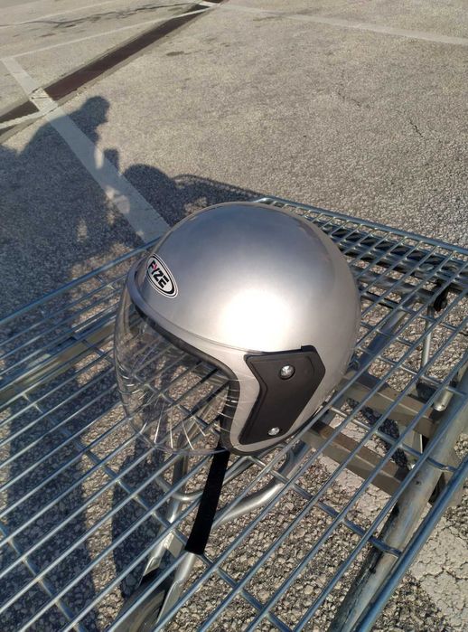 Шлем, каска за мотор скутер мотопед с визьор FYZE сива, черна,