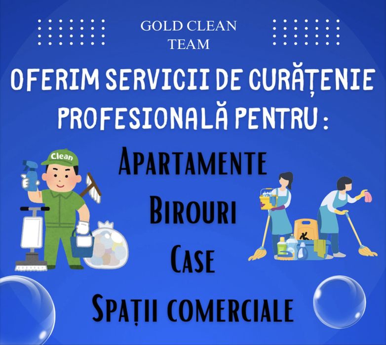 Gold clean team ofera servicii de curatenie profesionala !
