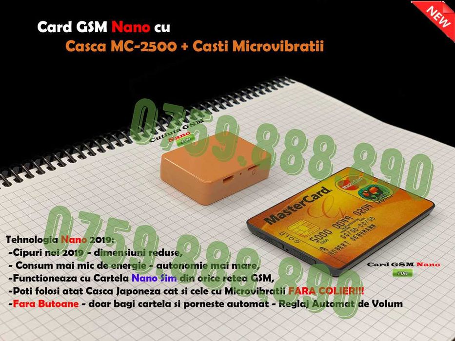 Card GSM cu micro Casca Mc3500 8xCasti Microvibratii BONUS 3xBaterii 3