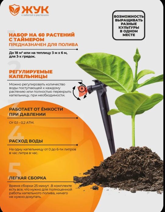 Капельный полив на 60 растений