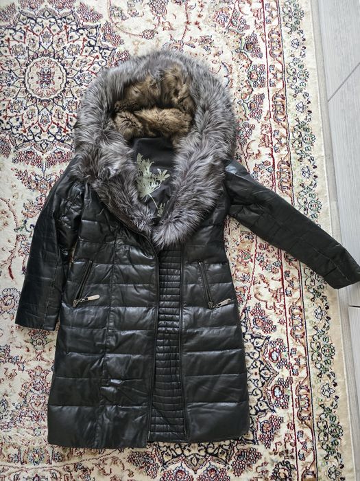 Пуховик кожанный