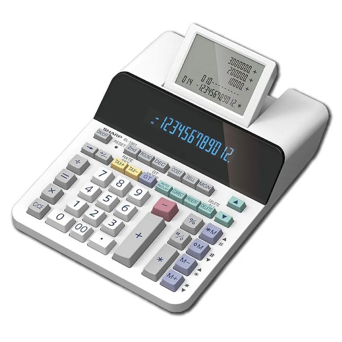 Настолен счетоводен калкулатор Sharp EL-1901 Premium безхартиен печат