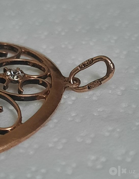 Кулон серебро 875 с позолотой горный хрусталь