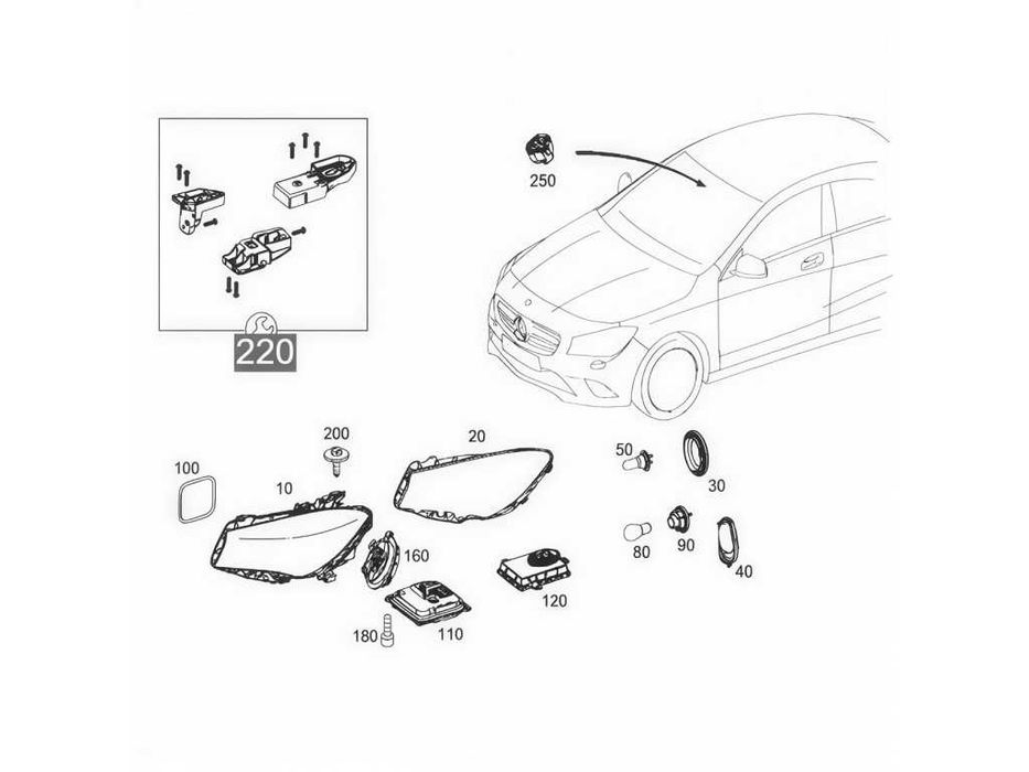Комплект щипки за фар Mercedes B-Class W245 W246 CLA C117 GLA X156 A1178200014 A1178200114