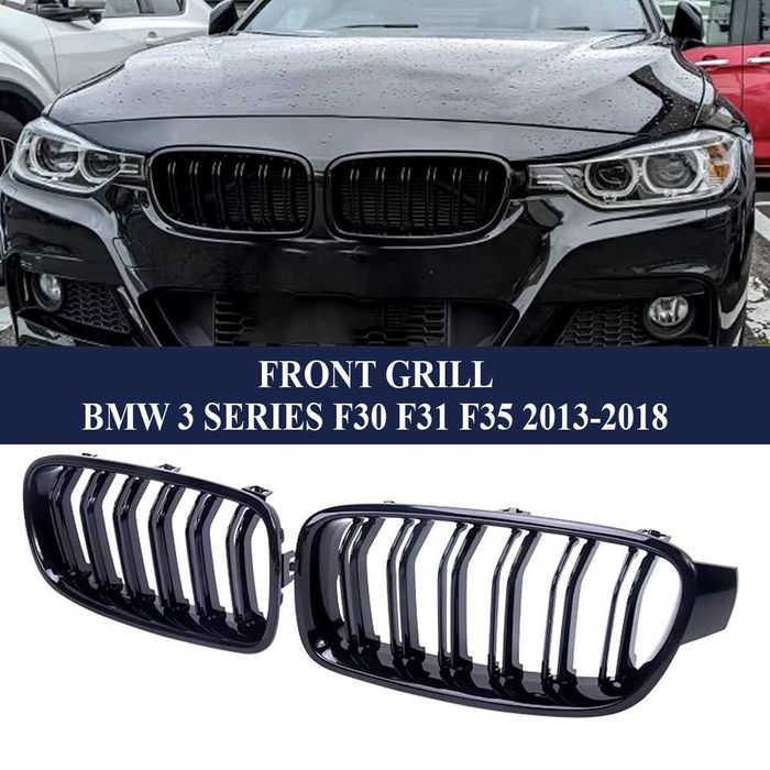 Бъбреци с двойни ребра черен лак за BMW серия 3 F30 F31 F35 2013, 2018