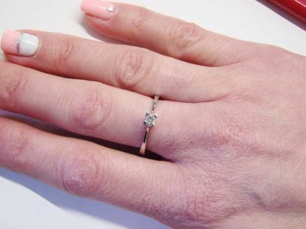 Inel Aur Alb 14K Cu Diamant Brilliant De Logodna