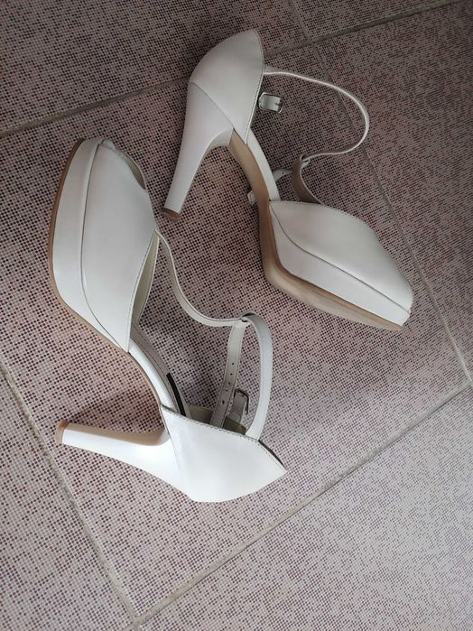 Sandale dama din piele naturala 36, platforma + toc 7 cm