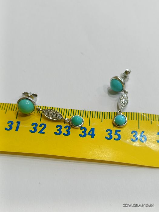 Vind cercei din aur 18kt cu diamante și turquaz